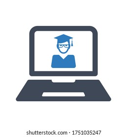 Symbol für Online-Schulungen auf weißem Hintergrund