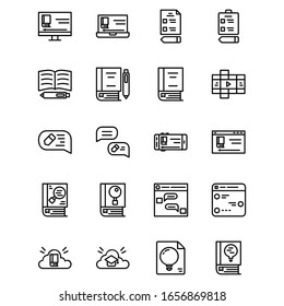 online learning and course icon set design part 1. Perfect for application, web, logo and presentation template. icon design line style