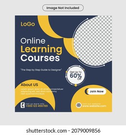 Curso de aprendizaje en línea diseño de plantillas de publicación en medios sociales vector