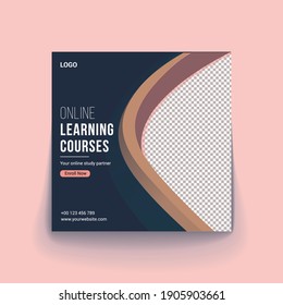 Online Learning courses banner social media post template design