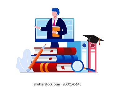 Online learning, courses and tutorials, teaching landing page website illustration flat vector template 