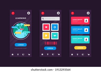Online learning creative colorful design ui mobile app
