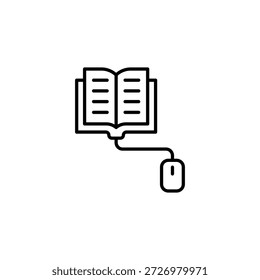 Livro digital de aprendizado online com mouse ícone esboço design