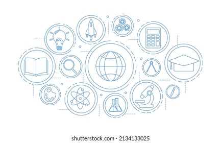 Online learning and digital courses icons. Education concepts. Vector illustration.