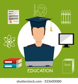 Online learning education graphic design, vector illustration.