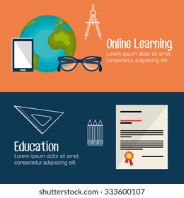 Online learning education graphic design, vector illustration.