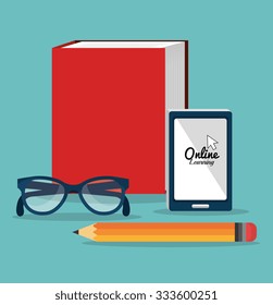Online learning education graphic design, vector illustration.