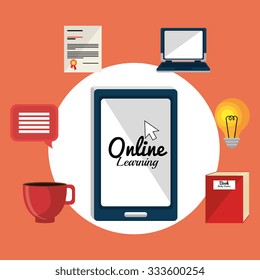 Online learning education graphic design, vector illustration.
