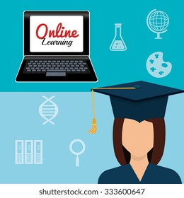 Online learning education graphic design, vector illustration.
