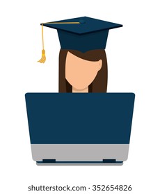 Online learning and education graphic design, vector illustration