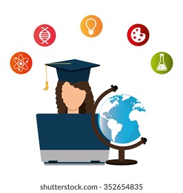 Online learning and education graphic design, vector illustration