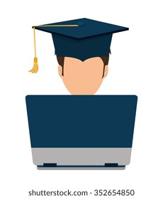Online learning and education graphic design, vector illustration