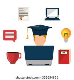 Online learning and education graphic design, vector illustration