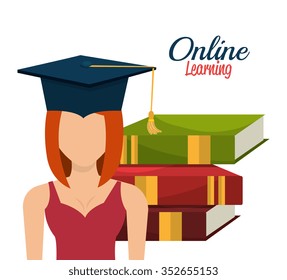 Online learning and education graphic design, vector illustration