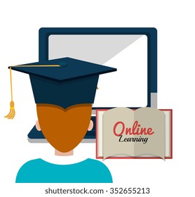 Online learning and education graphic design, vector illustration