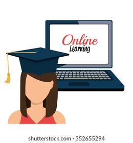 Online learning and education graphic design, vector illustration