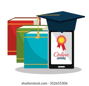 Online learning and education graphic design, vector illustration