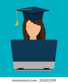 Online learning and education graphic design, vector illustration