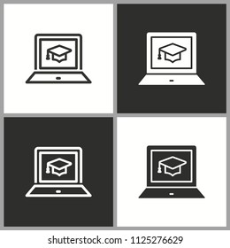 Online learning education icon. Academic study, learn symbol. Vector illustration.