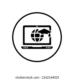 Aprendizaje en línea, icono educativo. EPS vectorial negro.