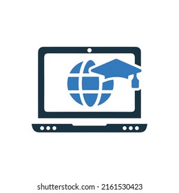 Online learning, education icon. Simple editable vector graphics.