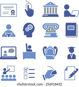 Online learning and education icons