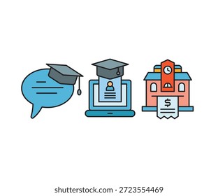 aprendizagem on-line e ícones de educação definir ilustração vetorial