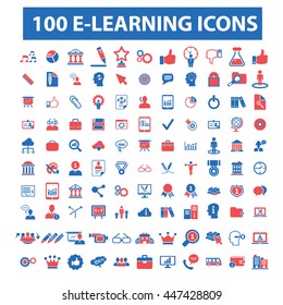 online learning, education, training, business study, teaching, idea, course, science, university, academic, book, exam, college, student, certificate, lesson, degree, school  icons, signs vector
