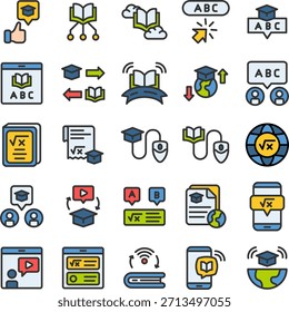 Online Learning Filled Icon Style Collection Set 2
