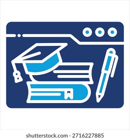 Online Learning Flat Blue Icon Style