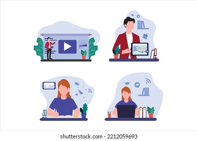 Online Learning Flat Design Illustration