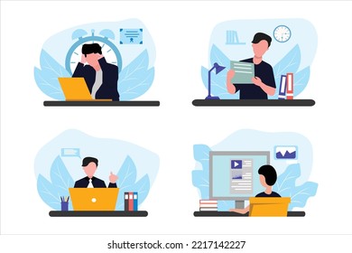 Online Learning Flat Design Illustration