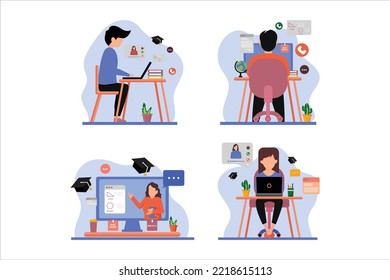 Online Learning Flat Design Illustration