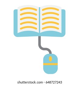 Online learning flat icon, education and internet, vector graphics, a colorful solid pattern on a white background, eps 10.