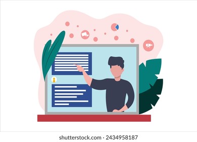 Diseño de ilustración plana de aprendizaje en línea