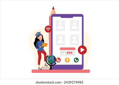 Diseño de ilustración plana de aprendizaje en línea