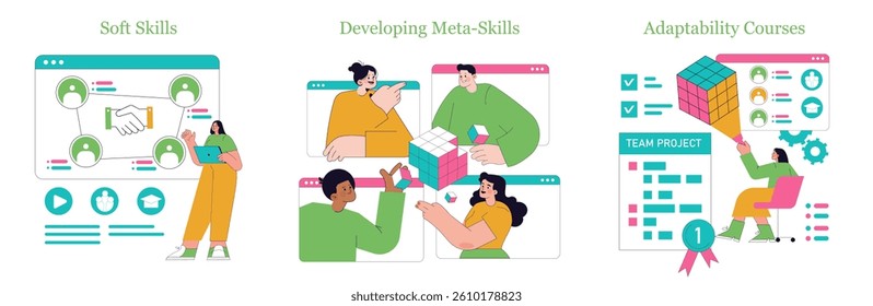 Online Learning. Flat Vector Illustration