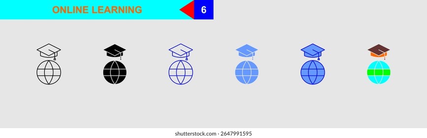 Online Learning Global Technology Icon Set