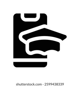 online learning glyph icon. Strong and solid vector icon for websites, mobile interfaces, presentations, and visual branding. High quality and easy to edit.