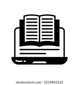 Online Learning Glyph Icon, Vector illustration