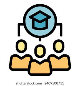 Online learning group icon outline vector. Training system. Business education color flat