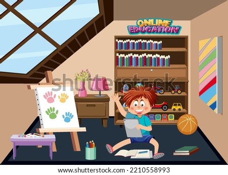 Online learning at home illustration