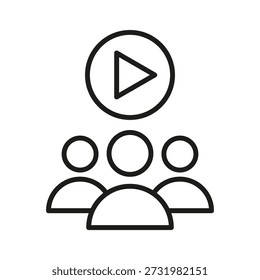 Online learning icon. Audience group symbol. Video presentation Vector. Webinar event element. EPS 10.