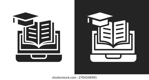 Ícone De Aprendizagem On-Line Em Estilo De Glifo Preto E Branco