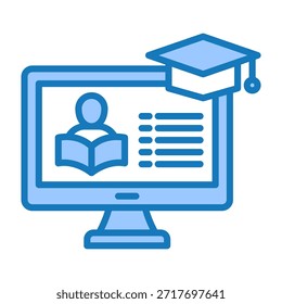 Ícone de aprendizado online Ilustração de vetor de design de tons duplos azul