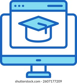 Online Learning Icon Blue Vector Illustration