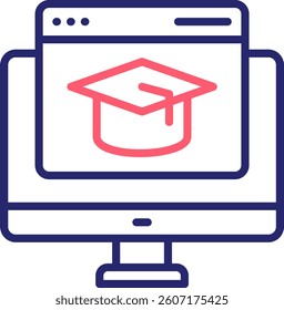Online Learning Icon Color Vector Illustration