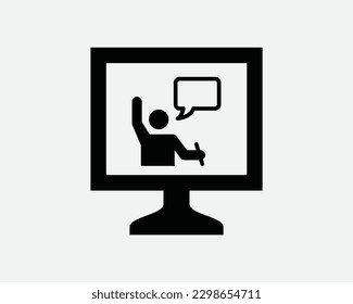 Online Learning Icon. Computer Internet Digital Virtual Study Student Learn Ask Question Icon Sign Symbol Artwork Graphic Illustration Clipart Vector