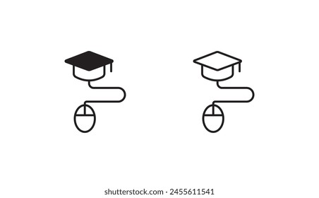 Diseño de icono de aprendizaje en línea con fondo blanco ilustración de stock