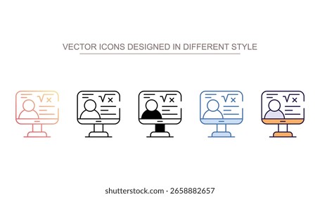 Diseño de icono de aprendizaje en línea con fondo blanco ilustración de stock